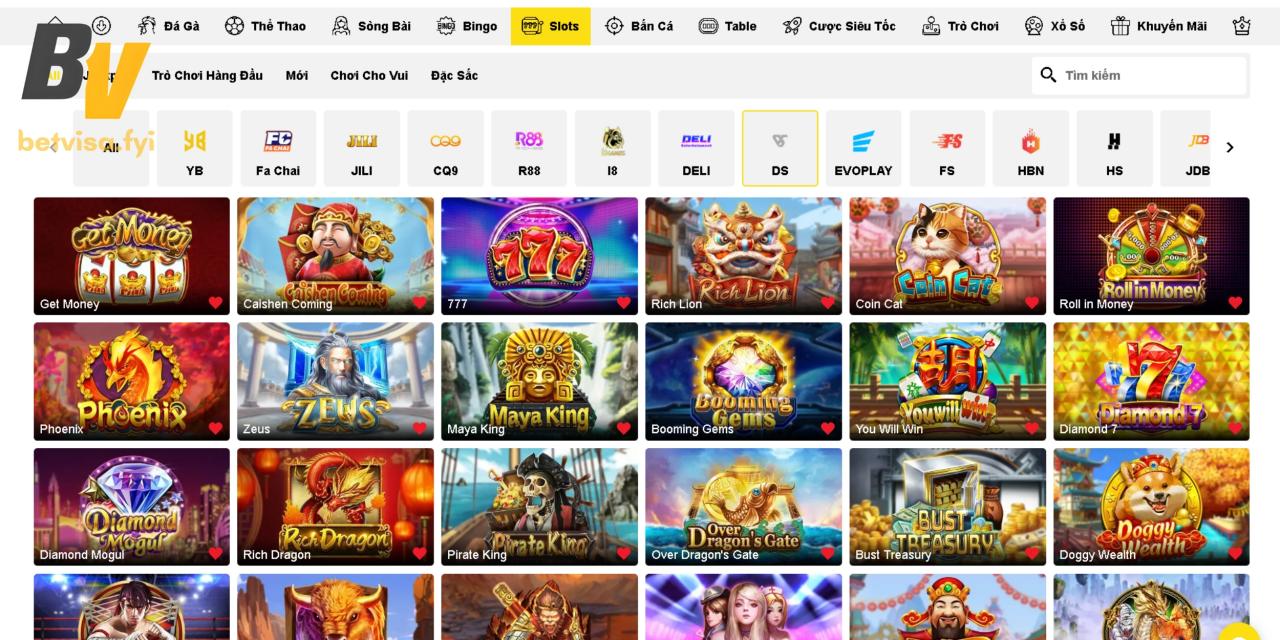 Đến với sảnh chơi Slots DS, cược thủ sẽ được thỏa mãn đam mê của mình